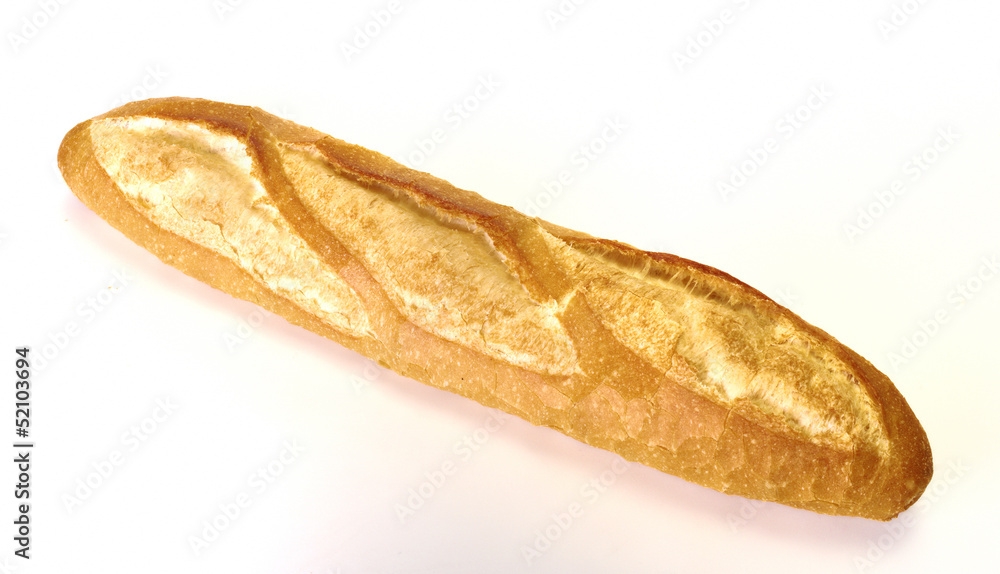 long loaf, Baguette on white background long loaf, Baguette on white background