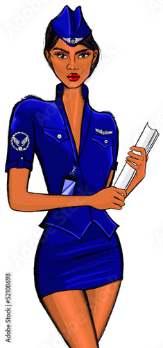 sexy stewardess in blue