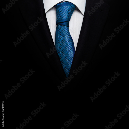 Black business suit with a tie