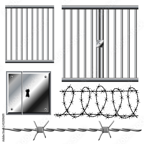 Jail grid with barbed wire set