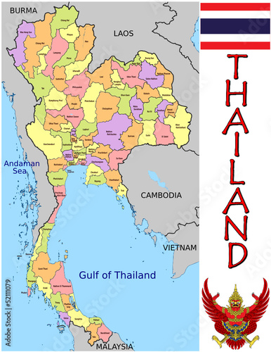Thailand Asia emblem map symbol administrative divisions