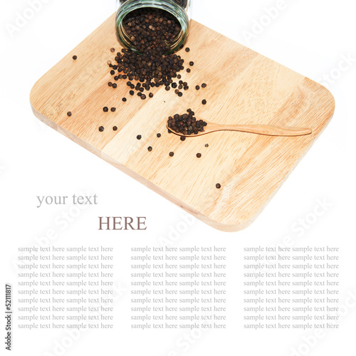 black pepperon cutting board isolated photo