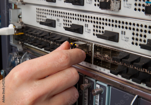 Network engineer insert transceiver