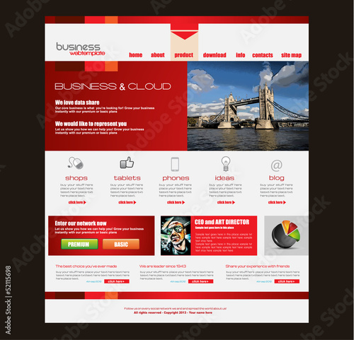 Website template for corporate business and cloud purposes