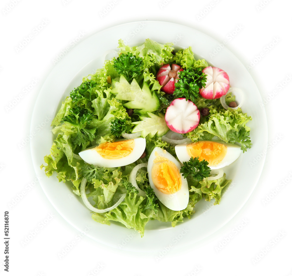 Fresh mixed salad with eggs, salad leaves and other vegetables, Fresh mixed salad with eggs, salad leaves and other vegetables,