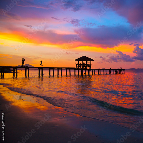 beautiful sunset in the tropical sea at summer time