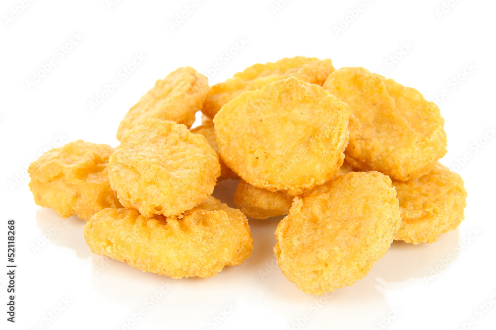 Fried chicken nuggets isolated on white Fried chicken nuggets isolated on white