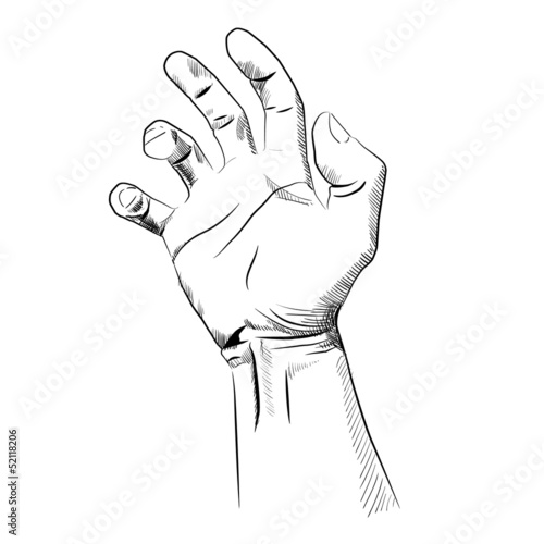 Man's hand isolated on white