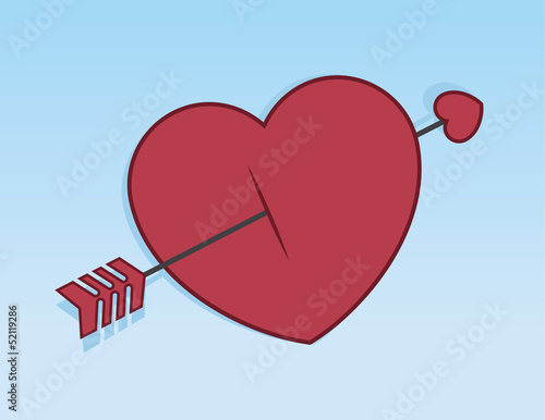 Cupid's arrow piercing through heart