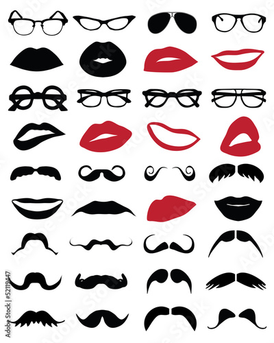 Mustache, glasses and lip-vector