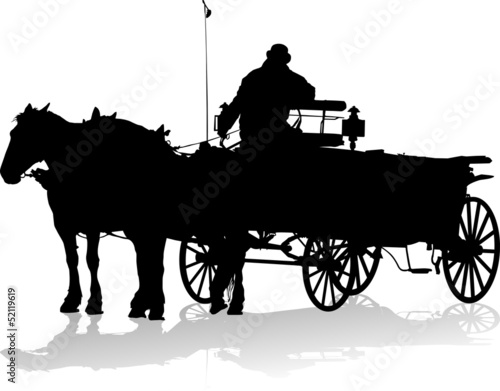 Silhouette of a horse put to a cart