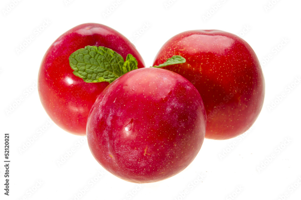 Bright ripe plum with mint