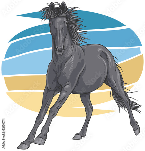 Black galloping horse illustration