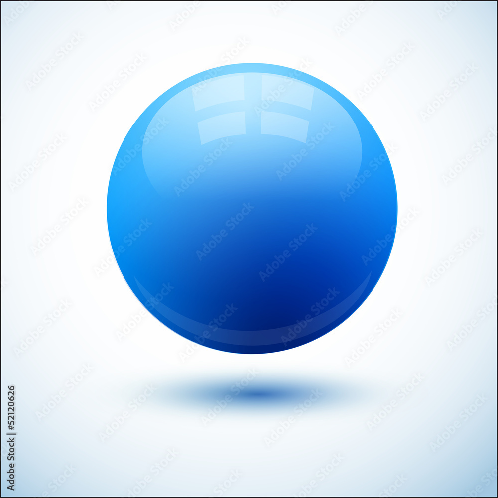 Blue glossy sphere with shadow