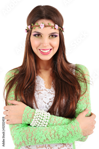 Young beautiful girl with d...