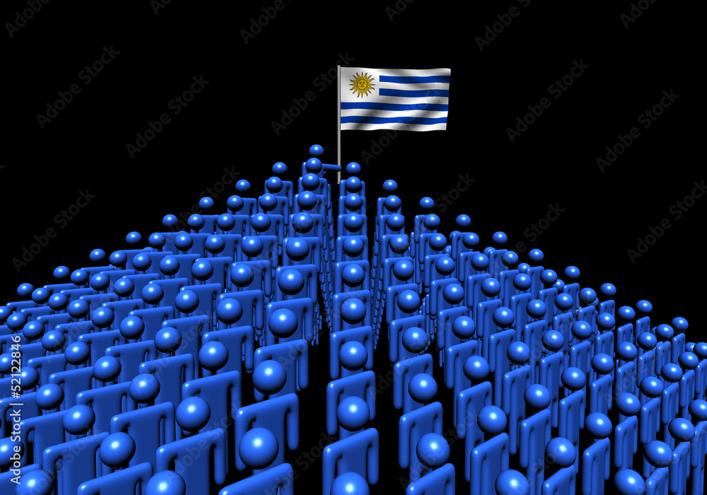 Obraz premium Pyramid of abstract people with Uruguay flag illustration