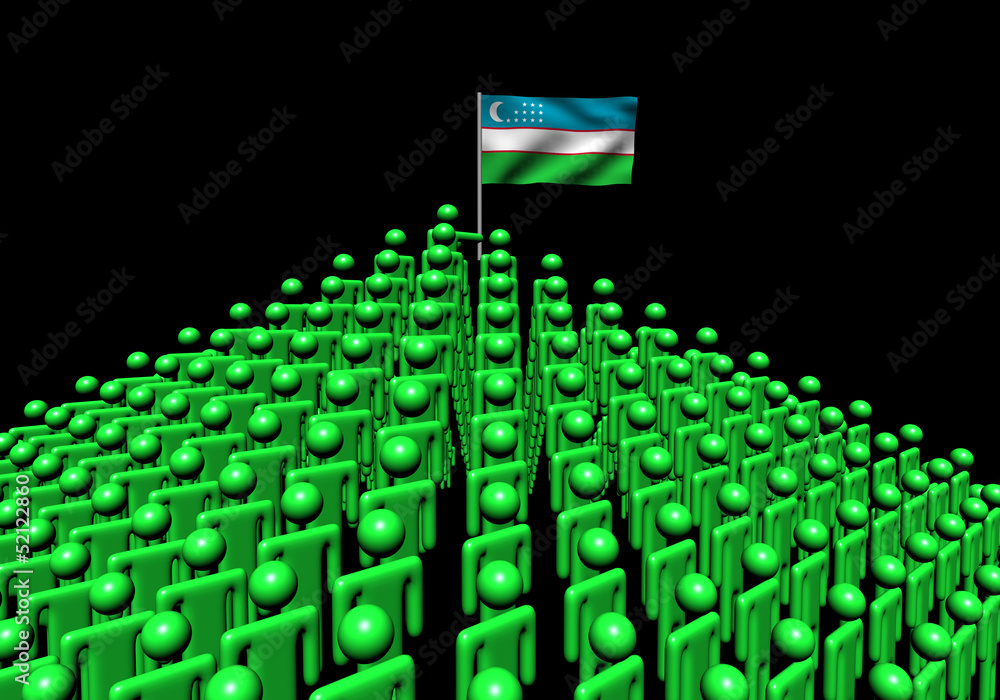 Obraz premium Pyramid of abstract people with Uzbekistan flag illustration