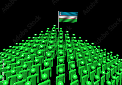 Pyramid of abstract people with Uzbekistan flag illustration