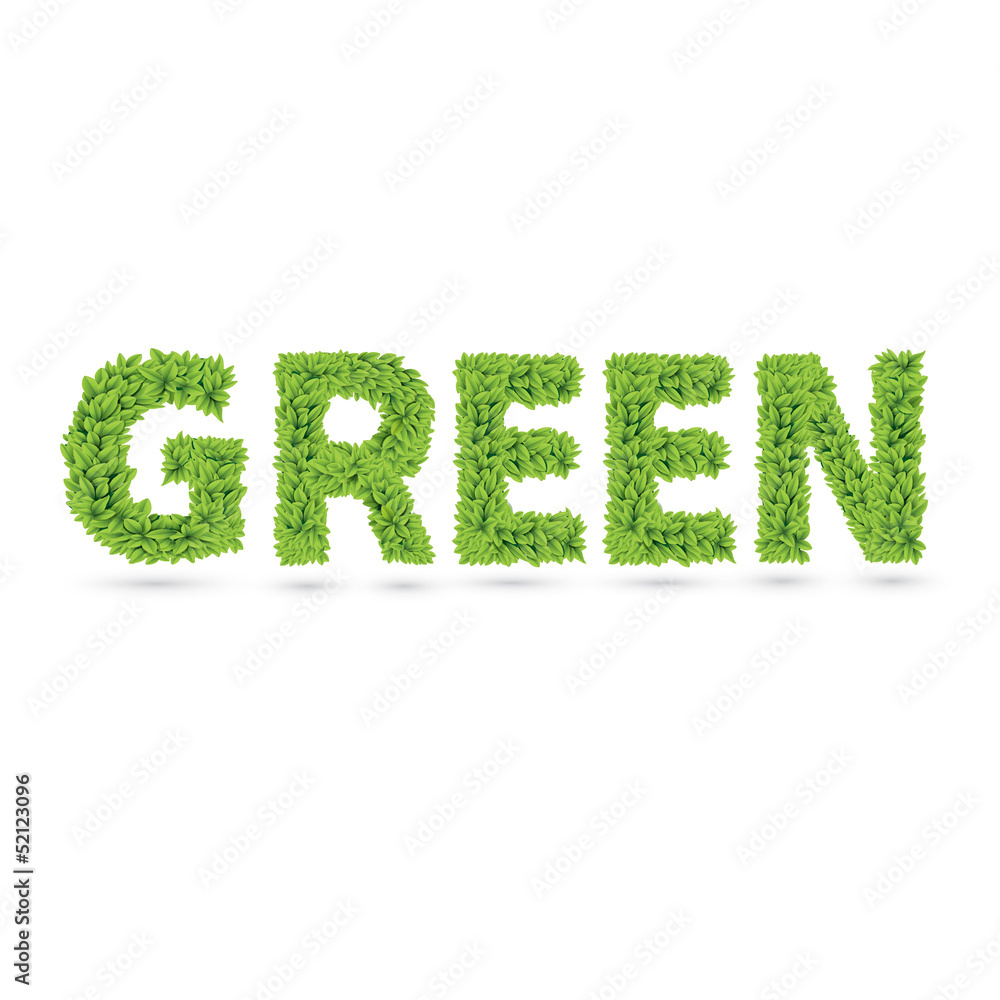 Green text of green leaves