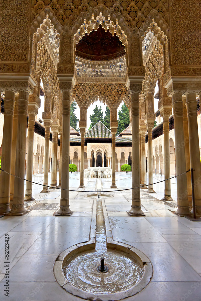 Photo & Art Print Lions courtyard in Alhambra, Patio de los Leones, Granada
