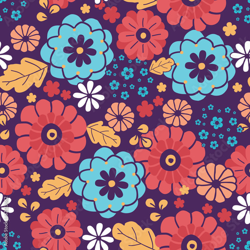 Vector colorful bouquet flowers seamless pattern background