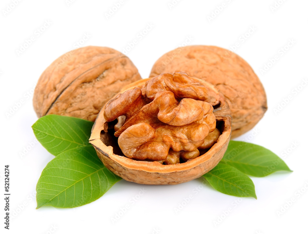 walnuts with leafs