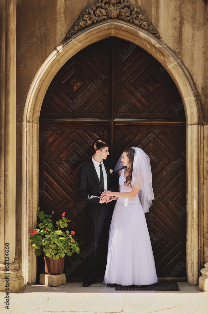 married couple on wedding day married couple on wedding day