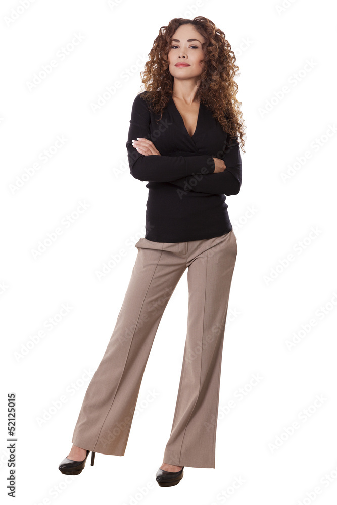 Confident woman stands with her arms crossed. Confident woman stands with her arms crossed.