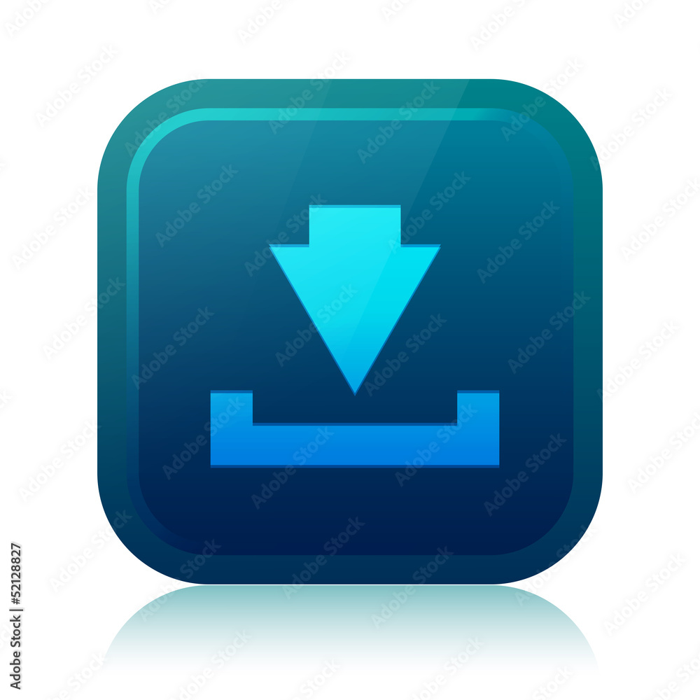 Rounded square download icon with reflection Rounded square download icon with reflection