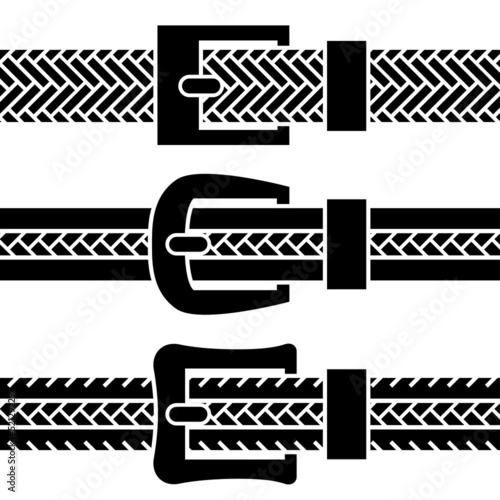 vector buckle braided belt black symbols
