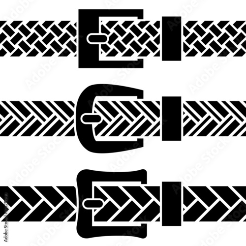 vector buckle braided belt black symbols
