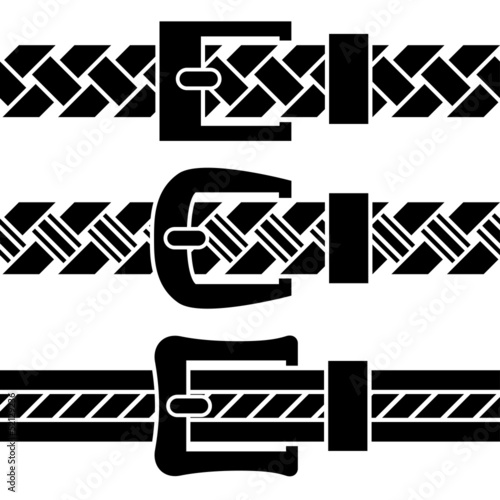 vector buckle braided belt black symbols