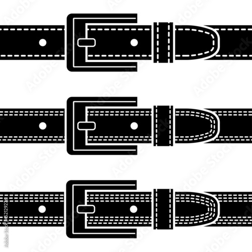 vector buckle quilted belt black symbols