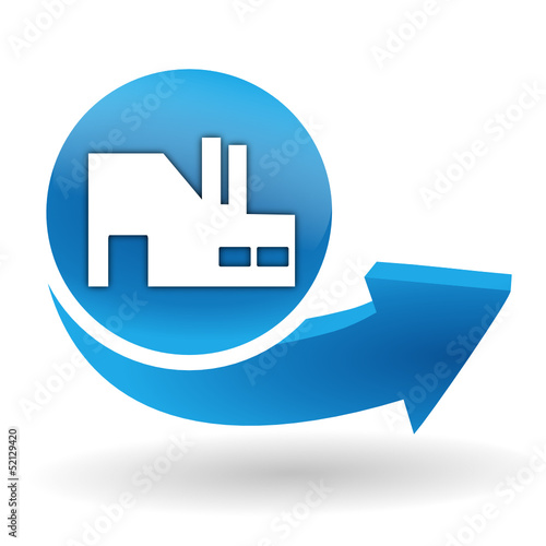 usine sur bouton web bleu