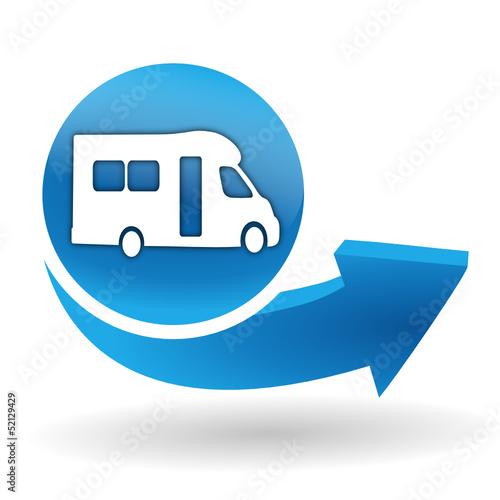 camping car sur bouton web bleu