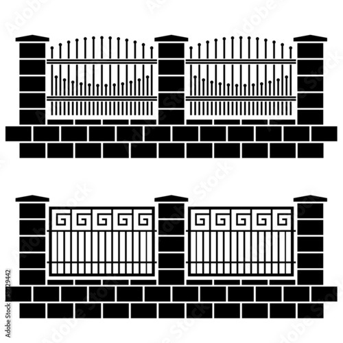 vector metal ornate fence black icons
