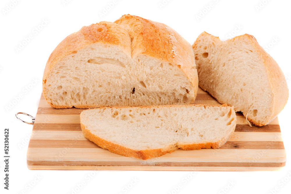 Slices of bread isolated on white background