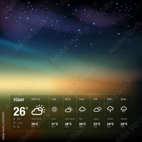 Weather widget template and sky background