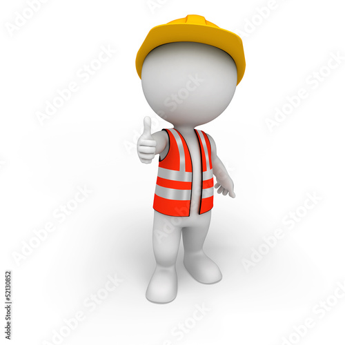 3d white people as road worker
