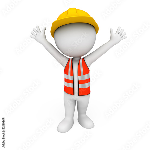 3d white people as road worker