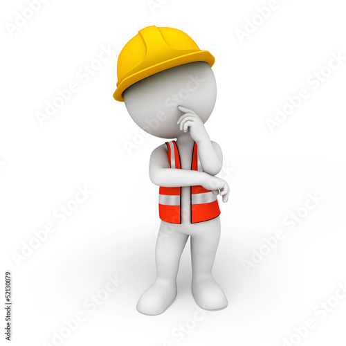 3d white people as road worker