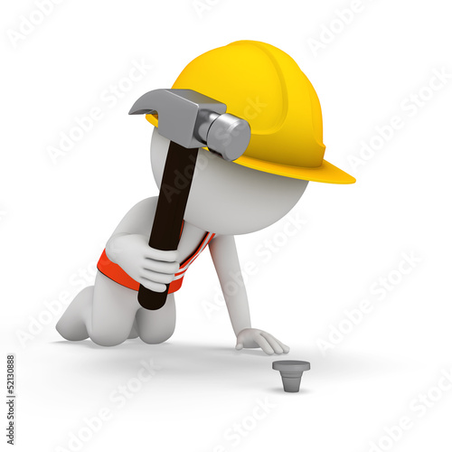3d white people as road worker