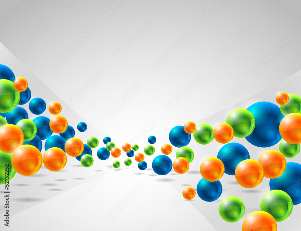 abstract vector background with blue orange and green spheres 
