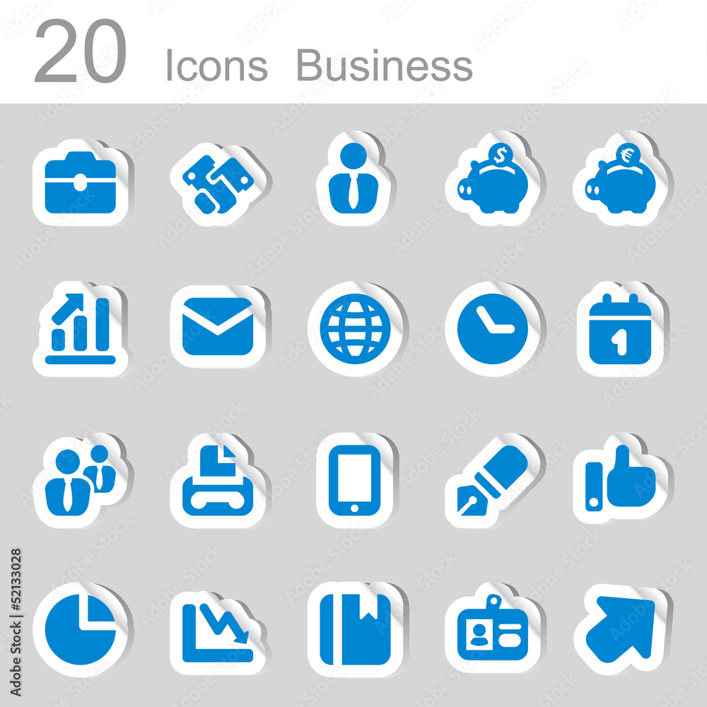 20 icons business blue