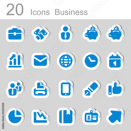 20 icons business blue