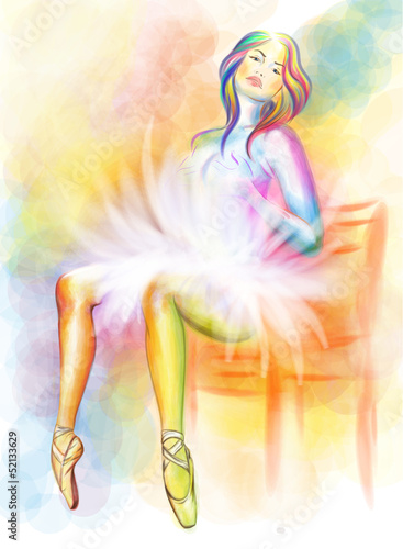 Sitting ballerina watercolor painting