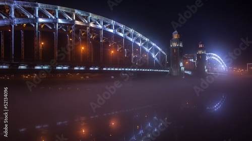 Bolsheohtinsky bridge, Neva river, Saint-Petersburg, Russia photo