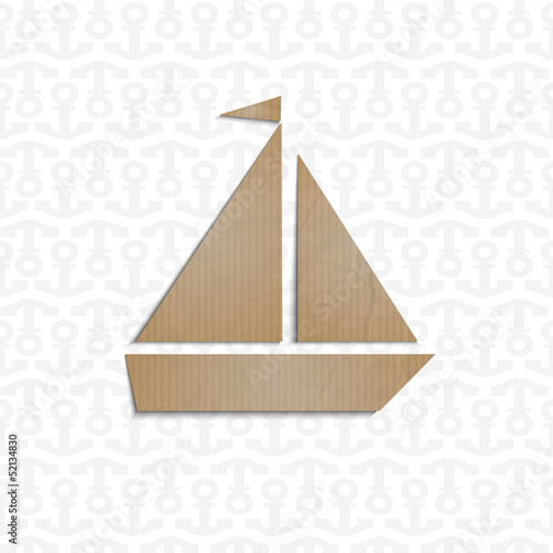 Yacht cut out of cardboard