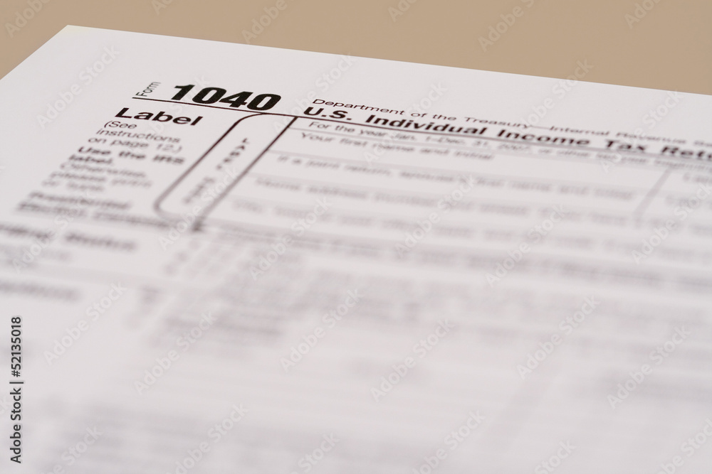 Fototapeta premium Income Tax Form 1040