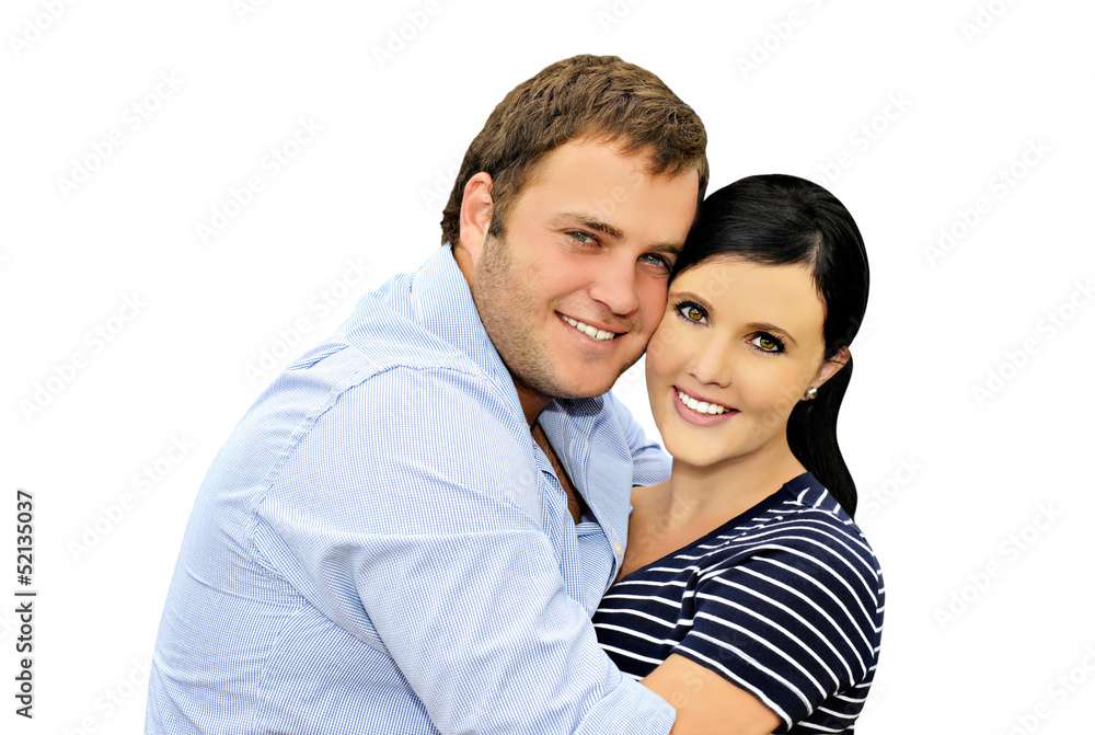 Beautiful happy young couple on white background Beautiful happy young couple on white background